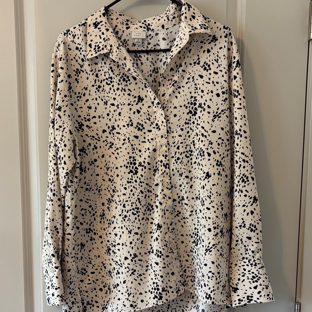 A New Day Cream and Black Patterned Top